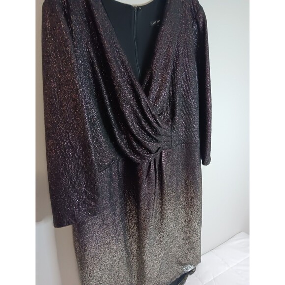 Lane Bryant Pink Ombre Metallic Dress V Neck Sz 22 - Picture 6 of 6